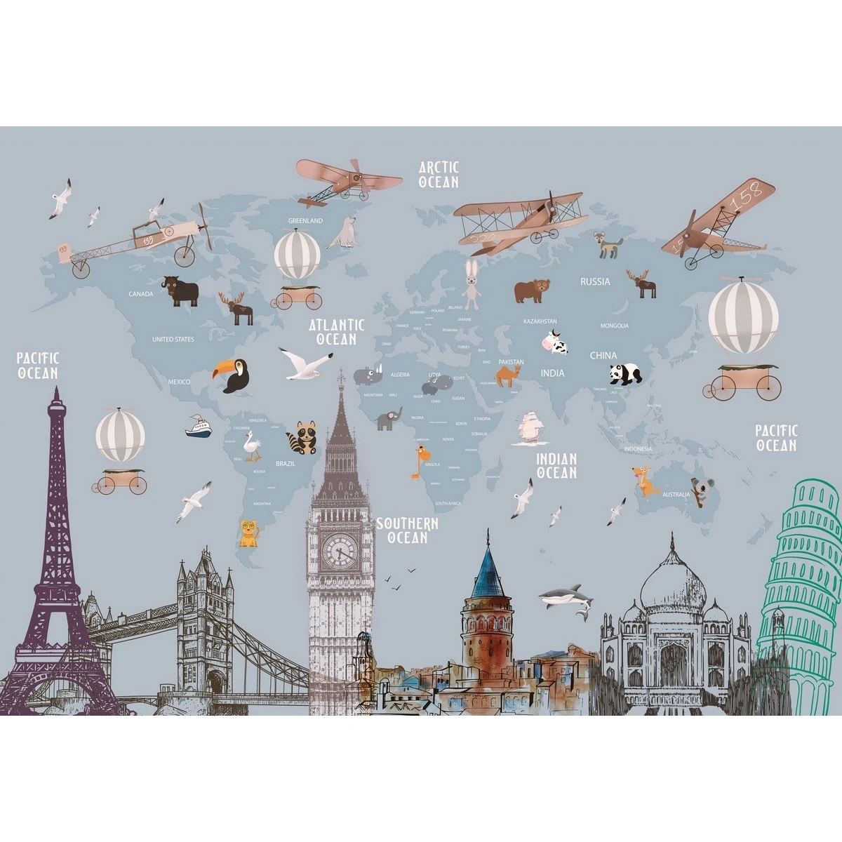 Фотообои рулонные Citydecor Детская (карта мира) 17 на флизелиновой основе 200x140 см