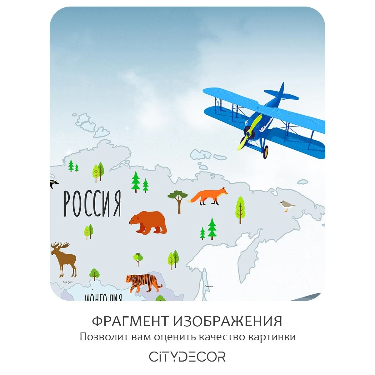 Фотообои рулонные Citydecor Детская (карта мира) 60 на флизелиновой основе 200x140 см