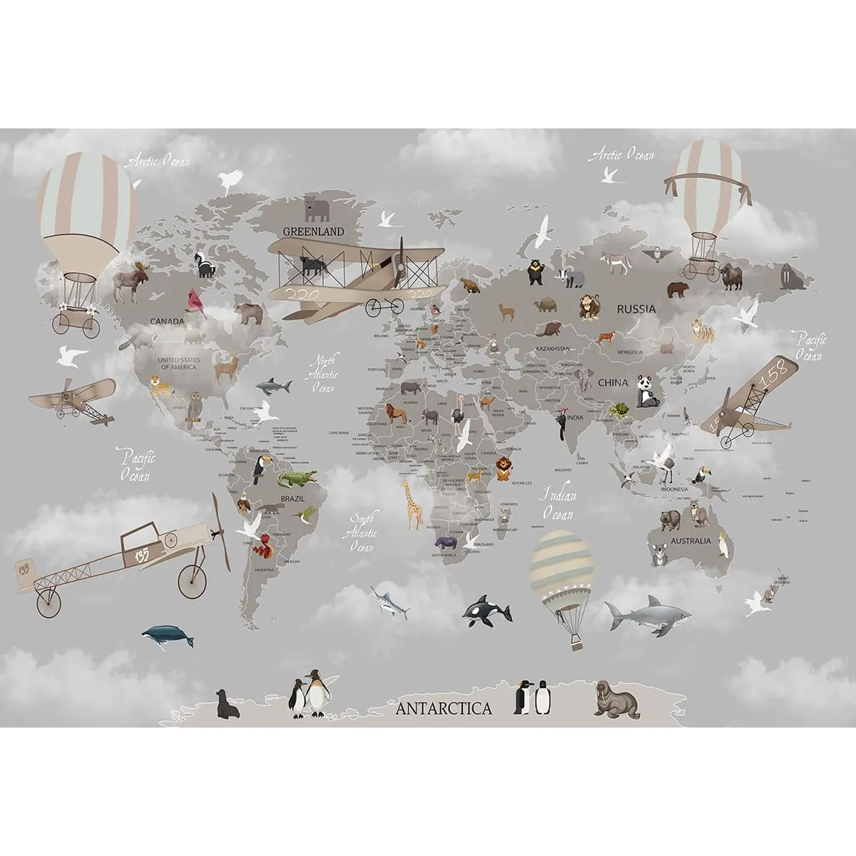 Фотообои рулонные Citydecor Карта мира на английском 1 на флизелиновой основе 200x140 см