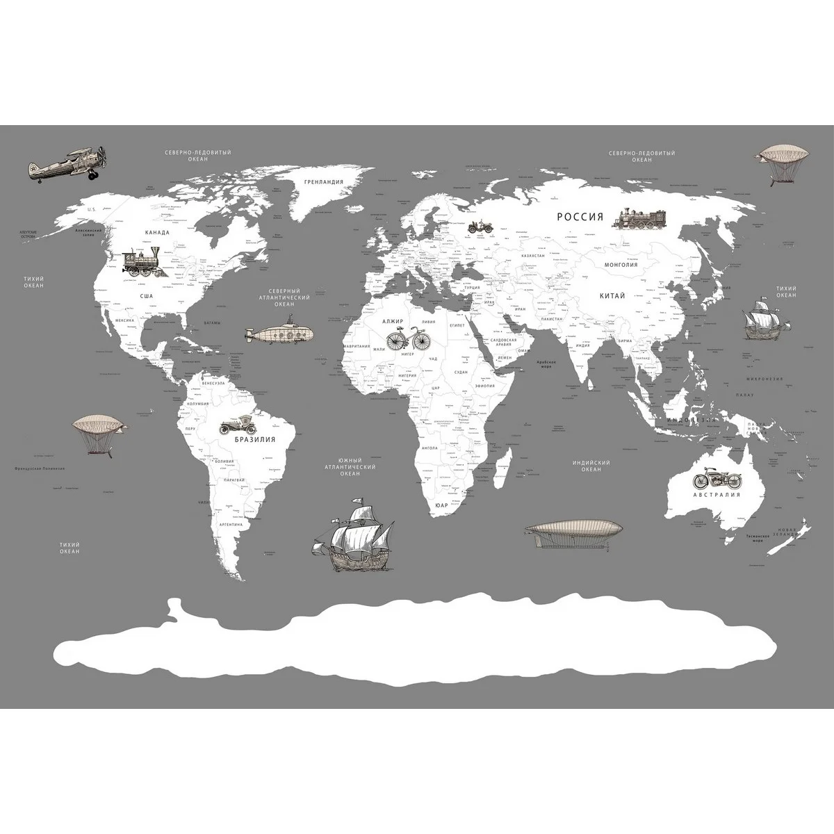 Фотообои рулонные Citydecor Карта мира 13 на флизелиновой основе 200x140 см