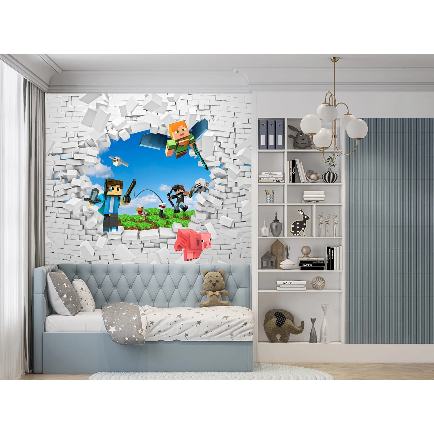 Бесшовное панно Citydecor Детская (Майнкрафт) 393 на флизелиновой основе 200x270 см