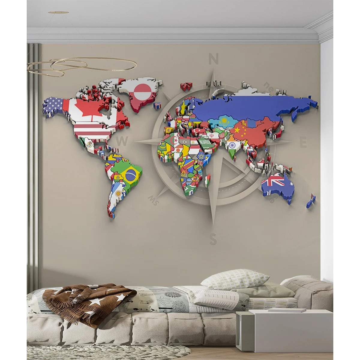 Фотообои рулонные Citydecor Карта мира 12 на флизелиновой основе 200x260 см