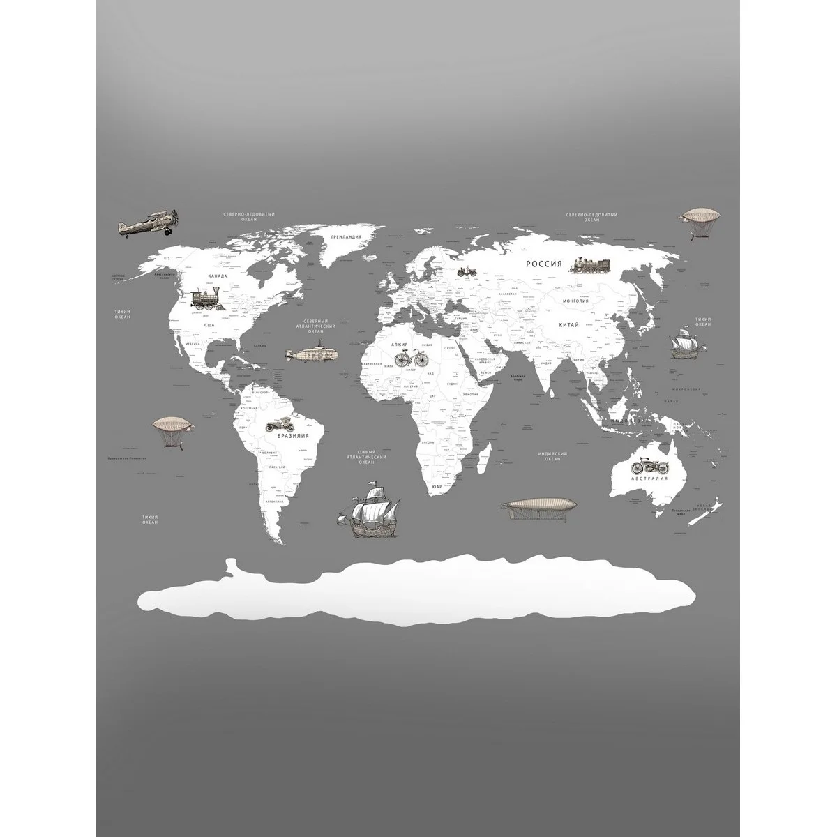 Фотообои рулонные Citydecor Карта мира 13 на флизелиновой основе 200x260 см
