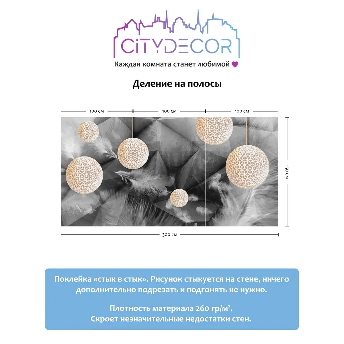 Фотообои рулонные Citydecor Абстракция 73 на флизелиновой основе 300x150 см