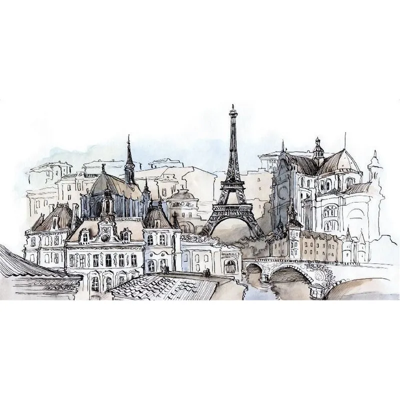 Фотообои рулонные Citydecor Акварельный Париж на флизелиновой основе 300x150 см