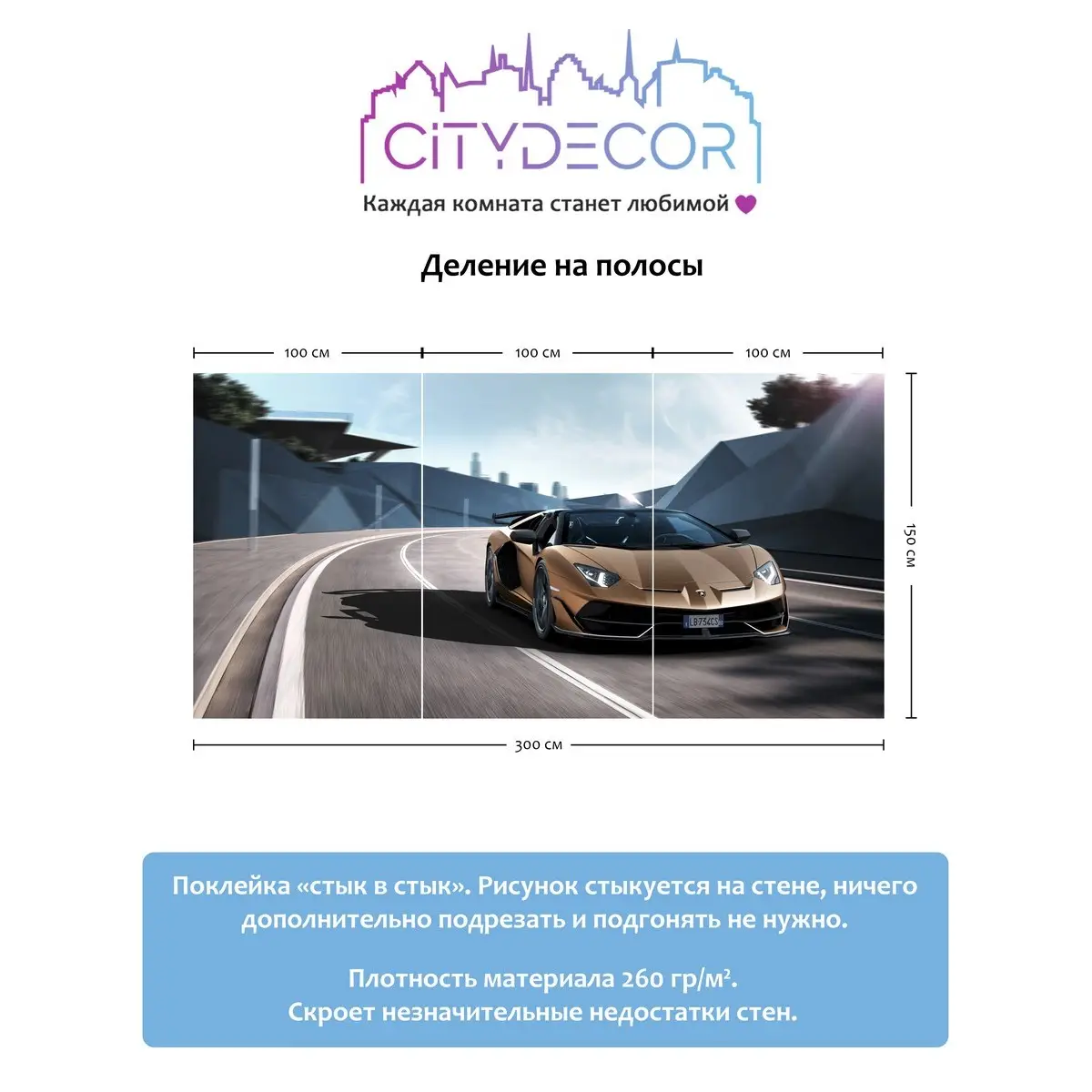 Фотообои рулонные Citydecor Транспорт 9 на флизелиновой основе 300x150 см