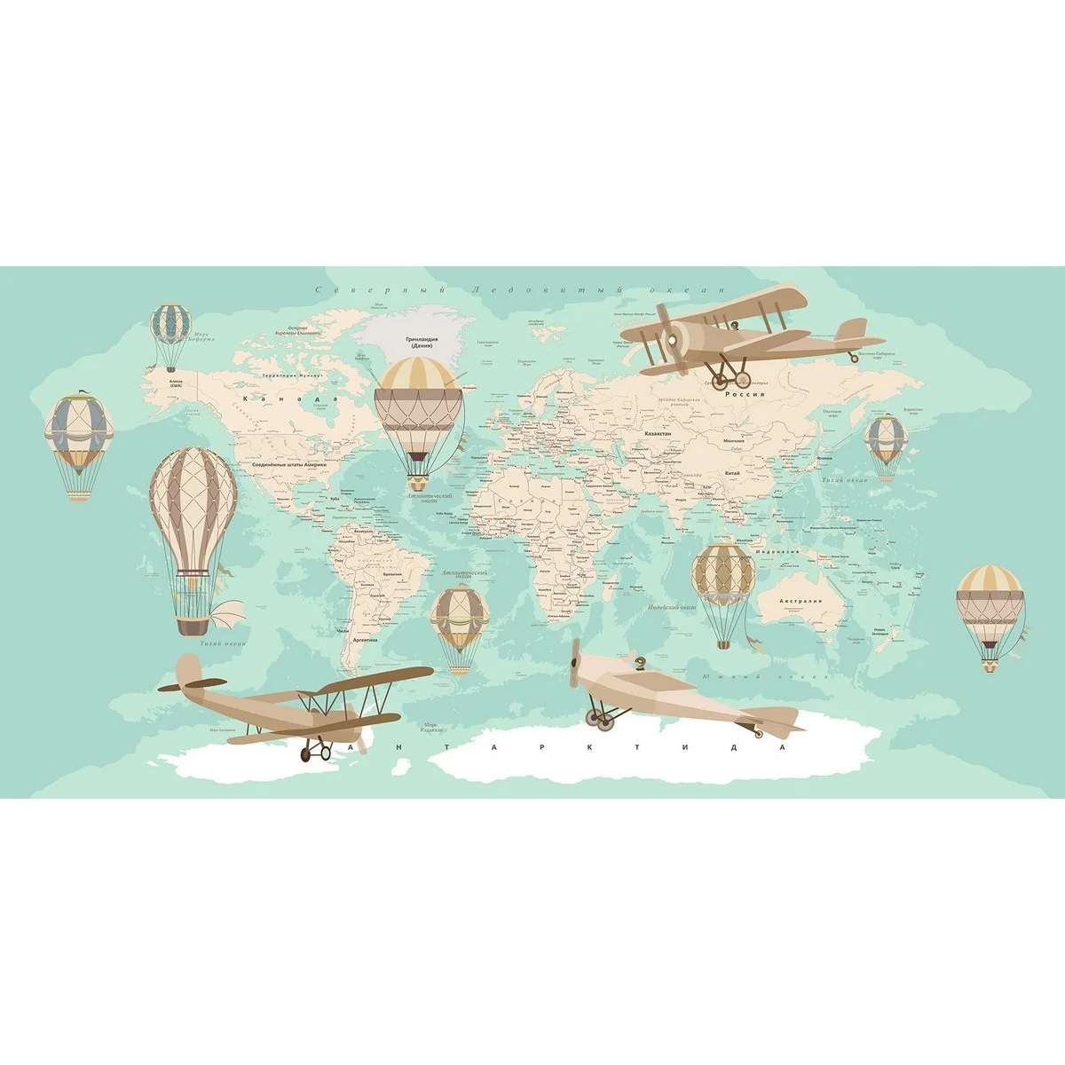 Фотообои рулонные Citydecor Детская (карта мира) 151 на флизелиновой основе 300x150 см