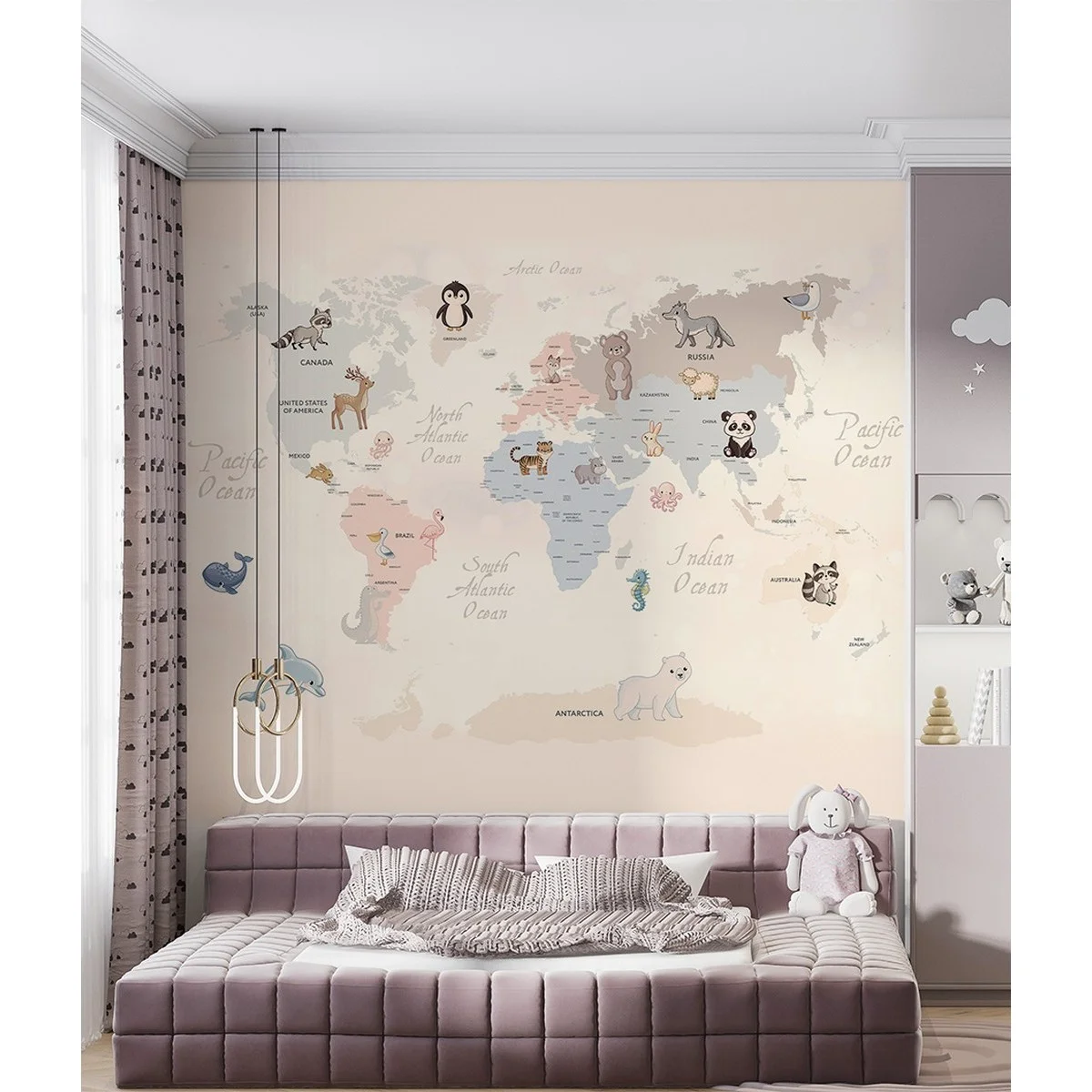 Фотообои рулонные Citydecor Детская (карта мира) 174 на флизелиновой основе 300x150 см