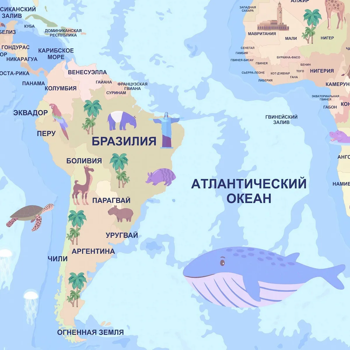 Фотообои рулонные Citydecor Детская (карта мира) 344 на флизелиновой основе 300x150 см