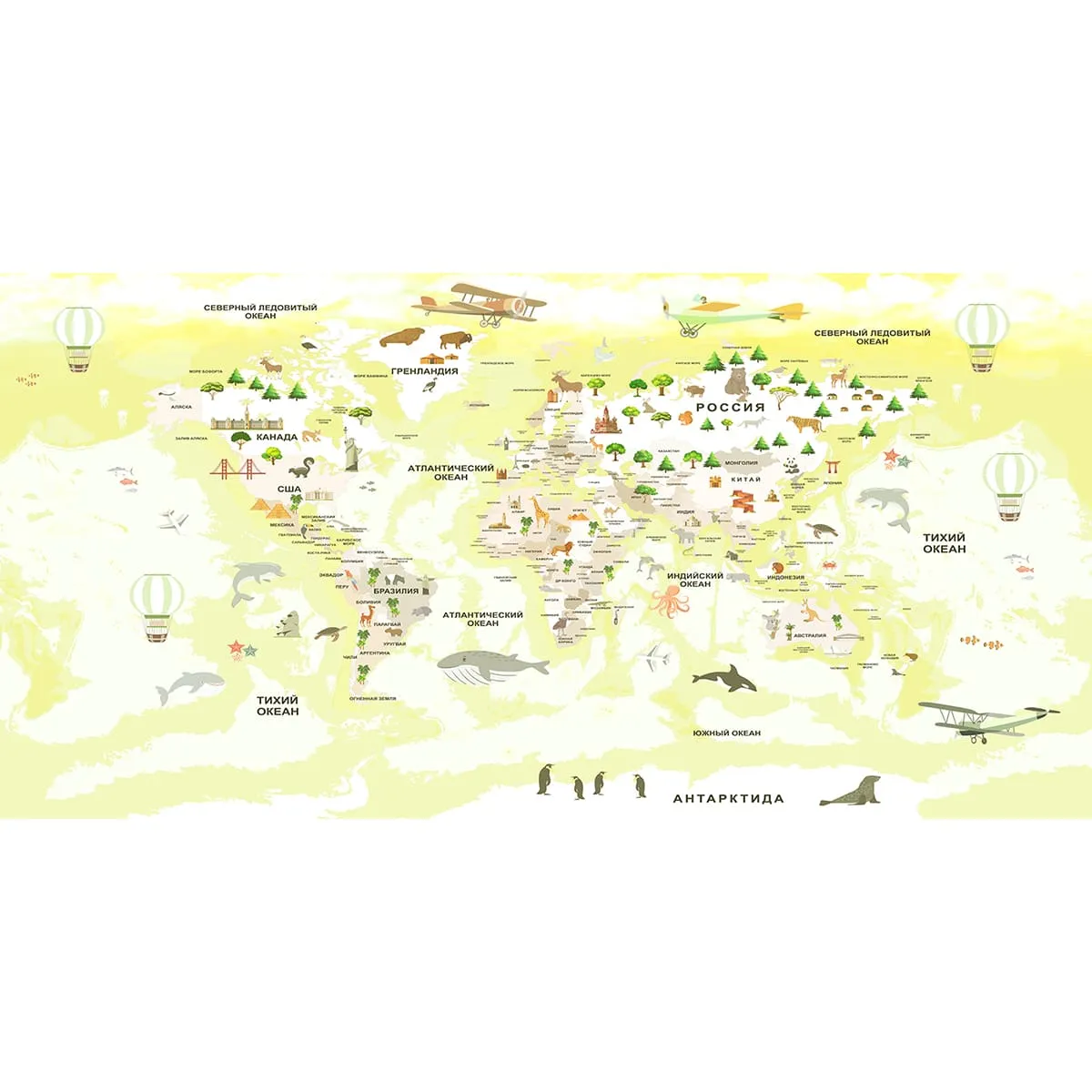 Фотообои рулонные Citydecor Детская (карта мира) 345 на флизелиновой основе 300x150 см