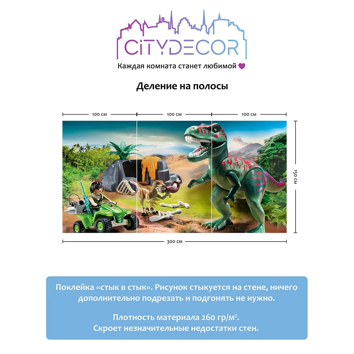 Фотообои рулонные Citydecor Детская 347 на флизелиновой основе 300x150 см