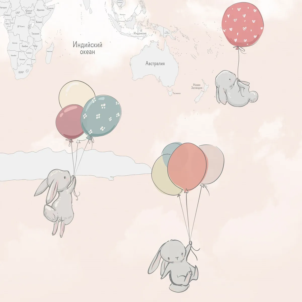 Фотообои рулонные Citydecor Детская (карта мира) 350 на флизелиновой основе 300x150 см