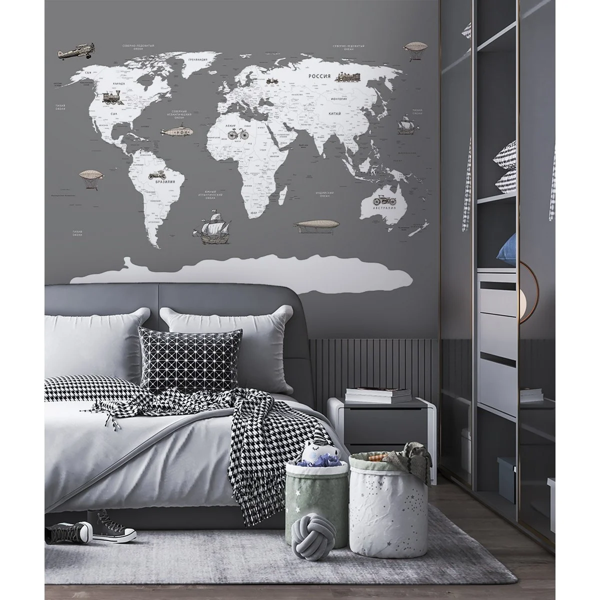 Фотообои рулонные Citydecor Карта мира 13 на флизелиновой основе 300x150 см