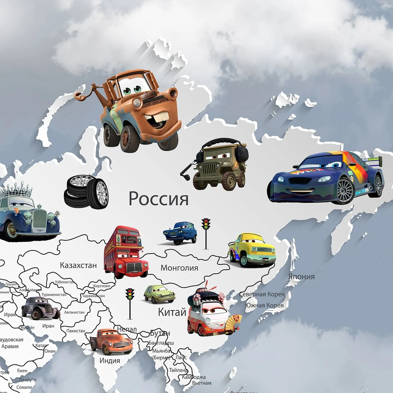 Дизайнерские фотообои рулонные Citydecor Superhero Молния МакКвин 4 на флизелиновой основе 300x150 см