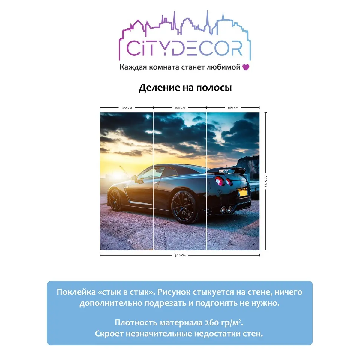 Фотообои рулонные Citydecor Транспорт 26 на флизелиновой основе 300x260 см