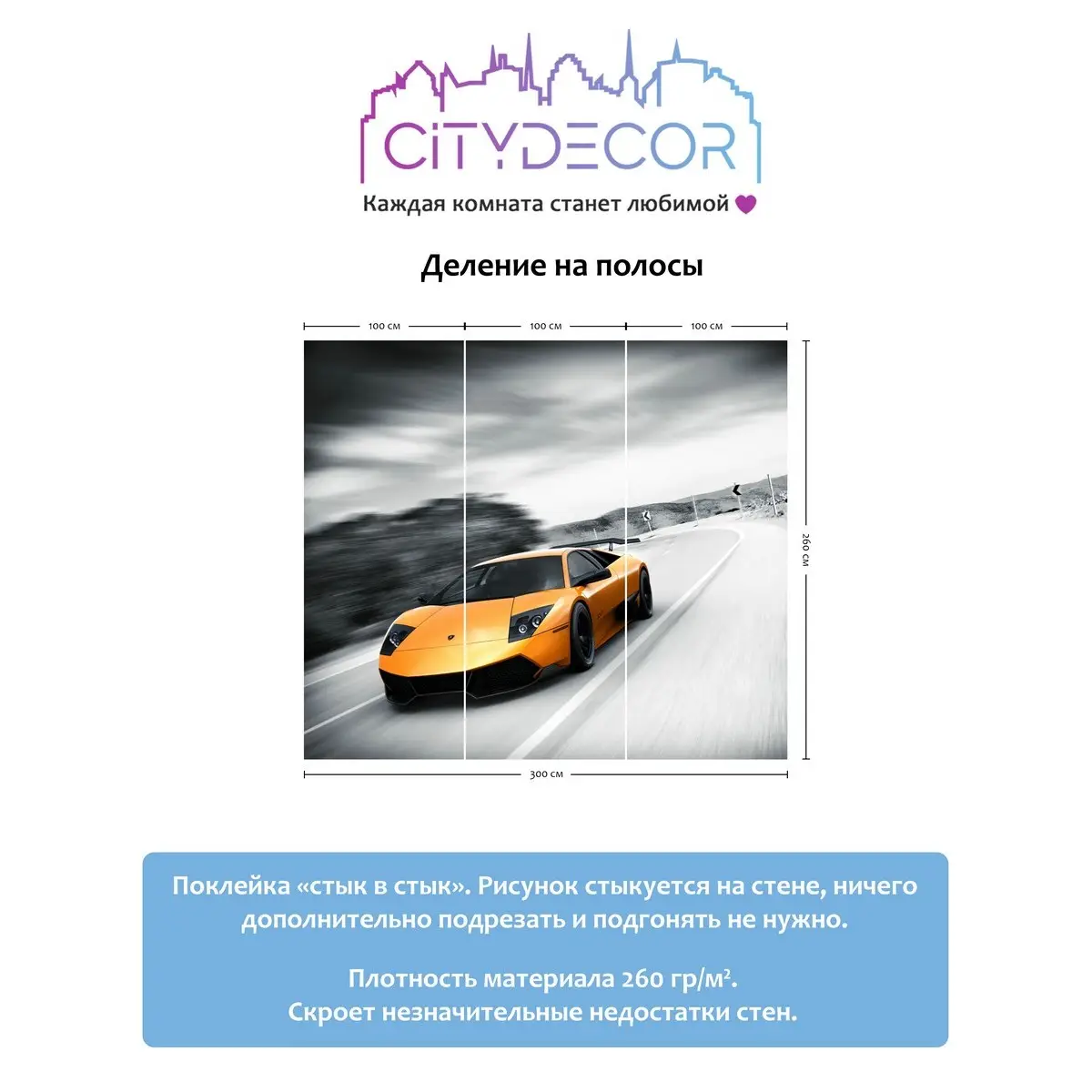 Фотообои рулонные Citydecor Транспорт 28 на флизелиновой основе 300x260 см