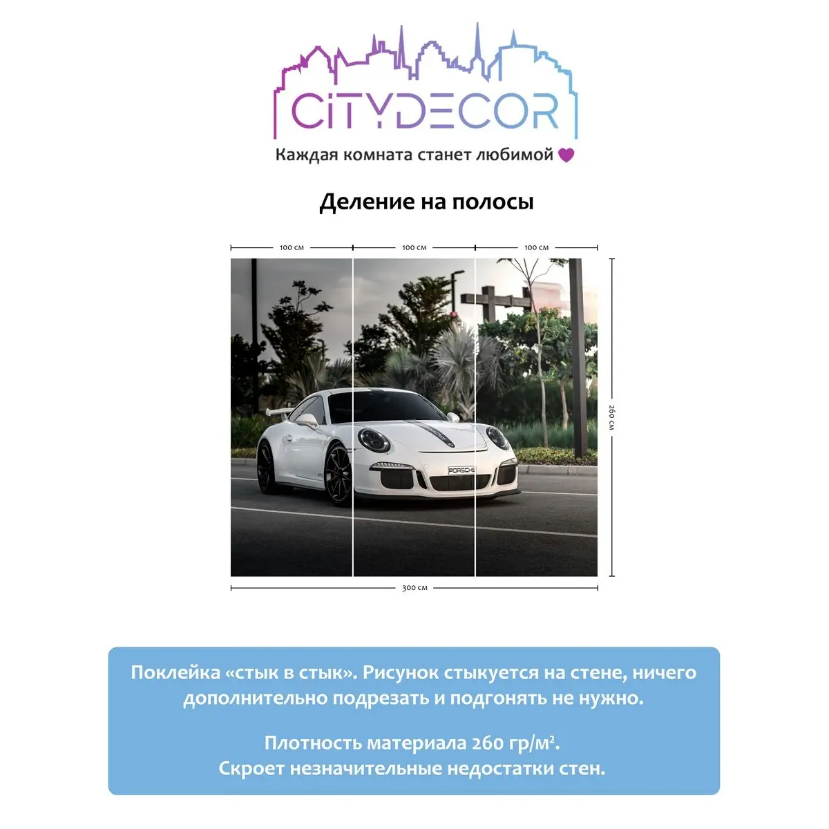 Фотообои рулонные Citydecor Транспорт 3 на флизелиновой основе 300x260 см