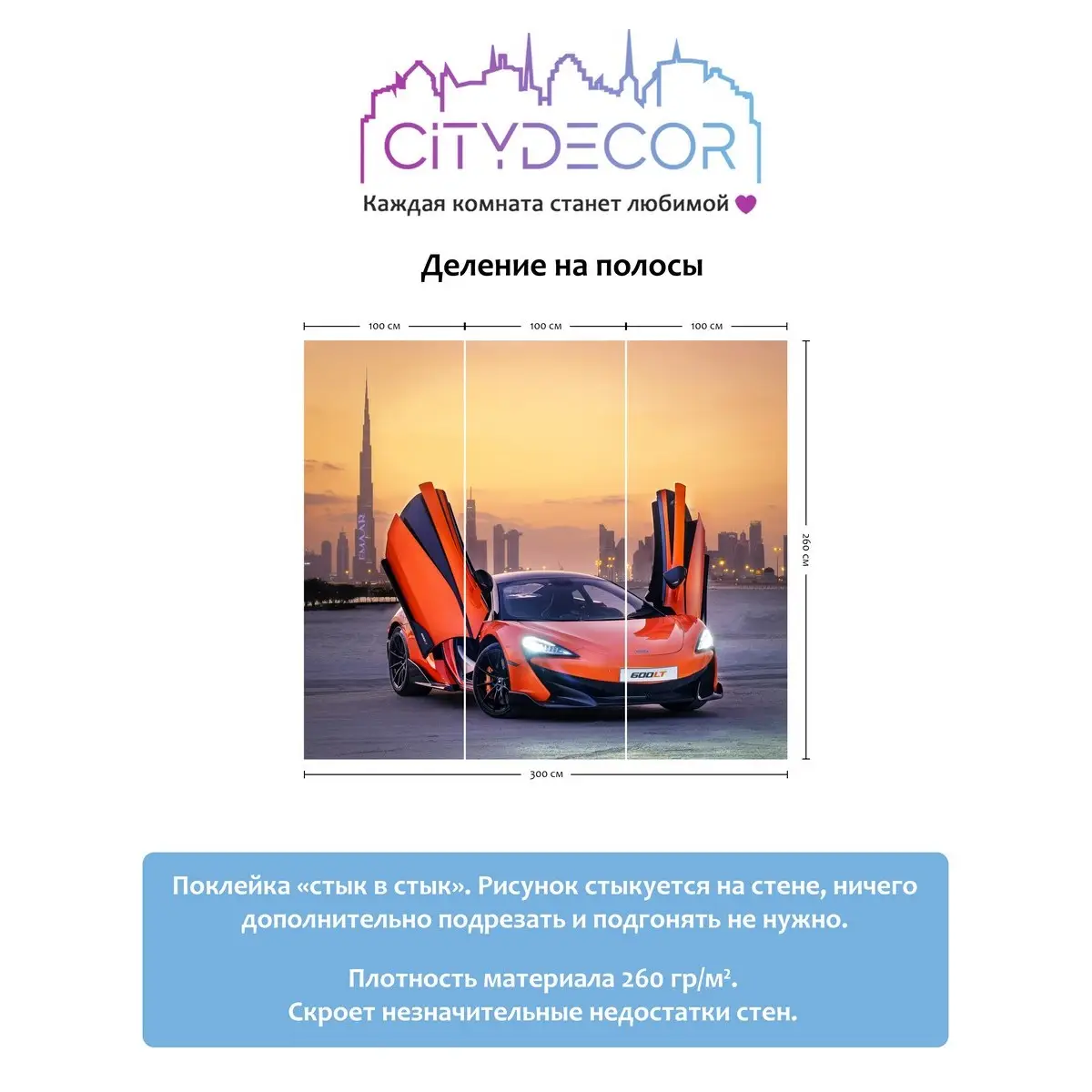 Фотообои рулонные Citydecor Транспорт 5 на флизелиновой основе 300x260 см