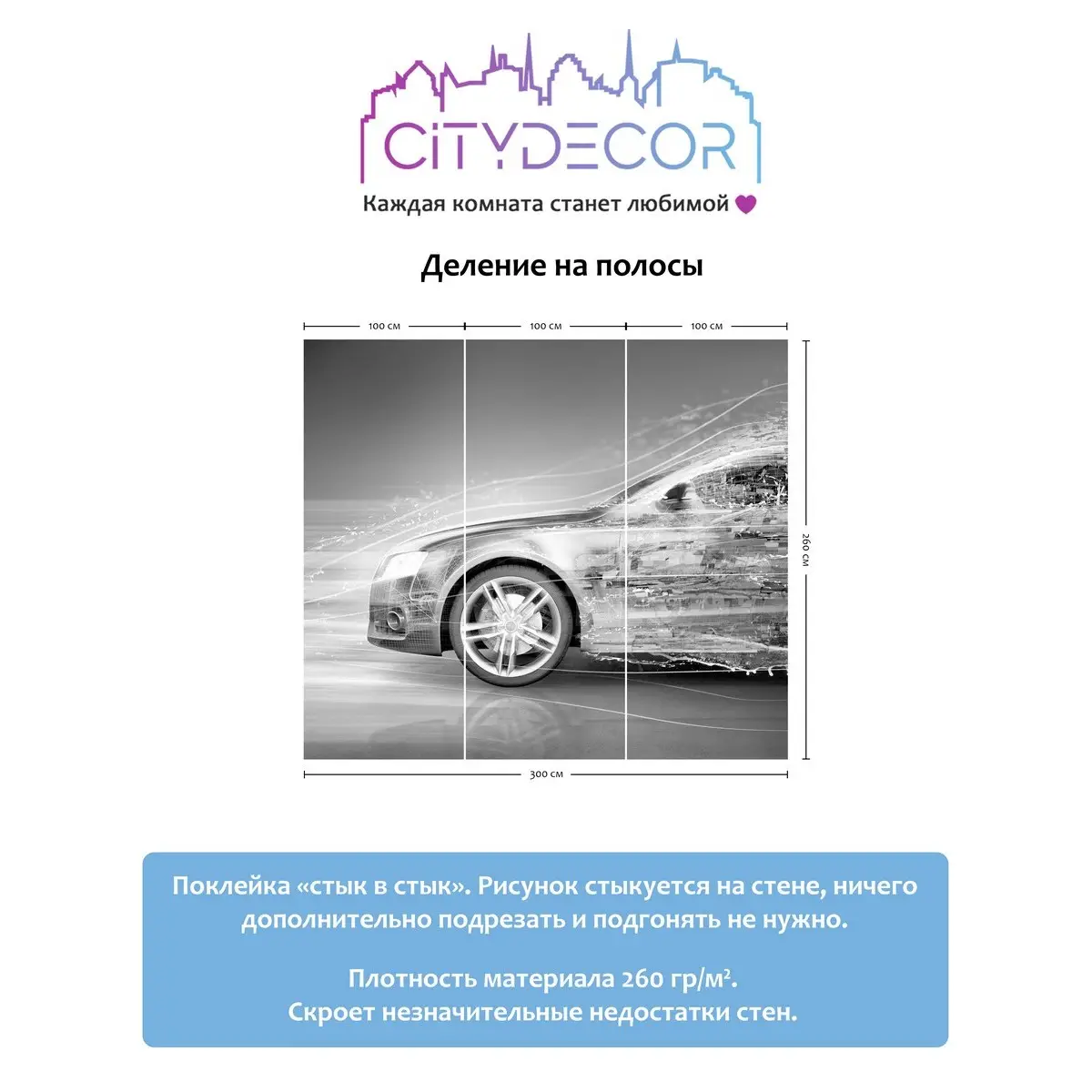 Фотообои рулонные Citydecor Транспорт 7 на флизелиновой основе 300x260 см