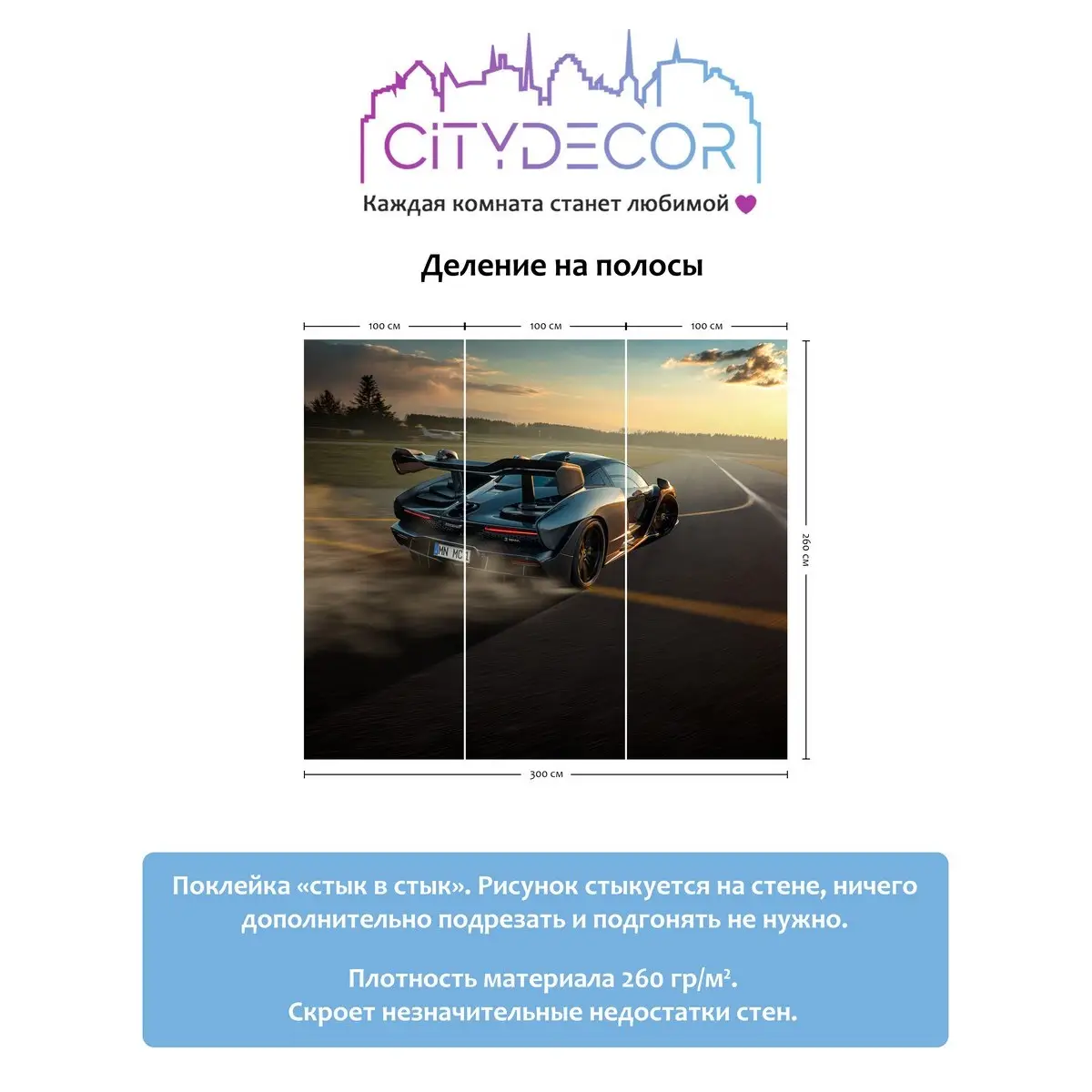 Фотообои рулонные Citydecor Транспорт 8 на флизелиновой основе 300x260 см