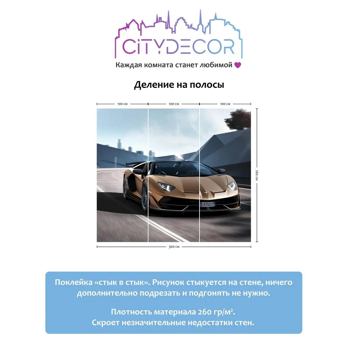 Фотообои рулонные Citydecor Транспорт 9 на флизелиновой основе 300x260 см