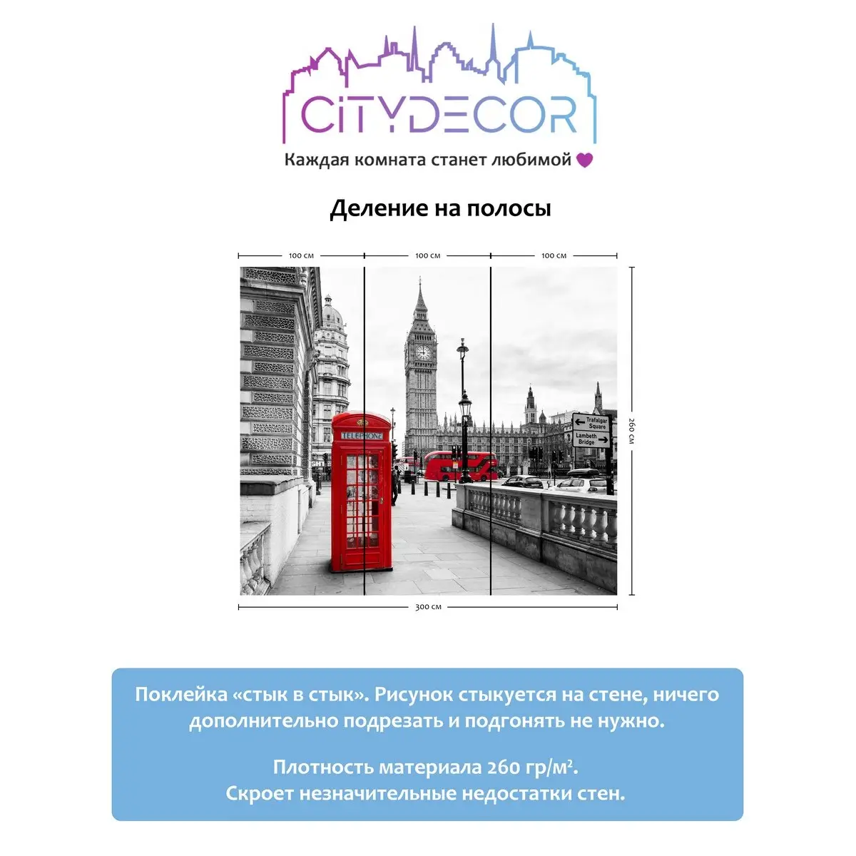 Фотообои рулонные Citydecor Города и Архитектура 50 на флизелиновой основе 300x260 см