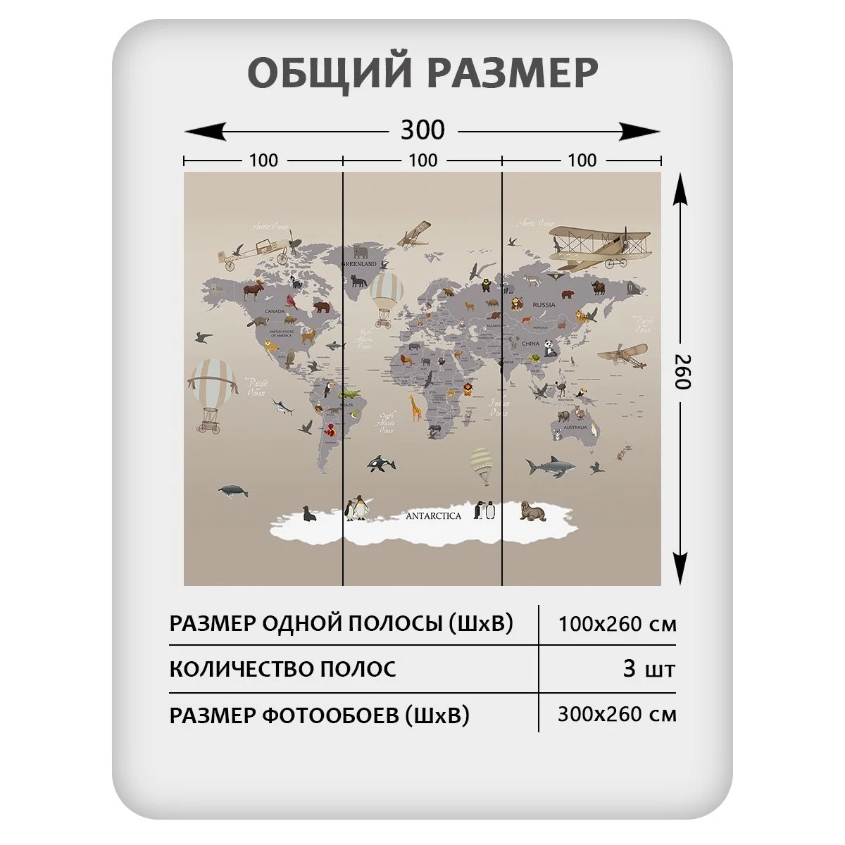 Фотообои рулонные Citydecor Детская (карта мира) 116 на флизелиновой основе 300x260 см