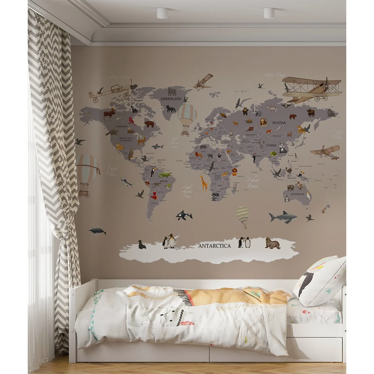 Фотообои рулонные Citydecor Детская (карта мира) 116 на флизелиновой основе 300x260 см