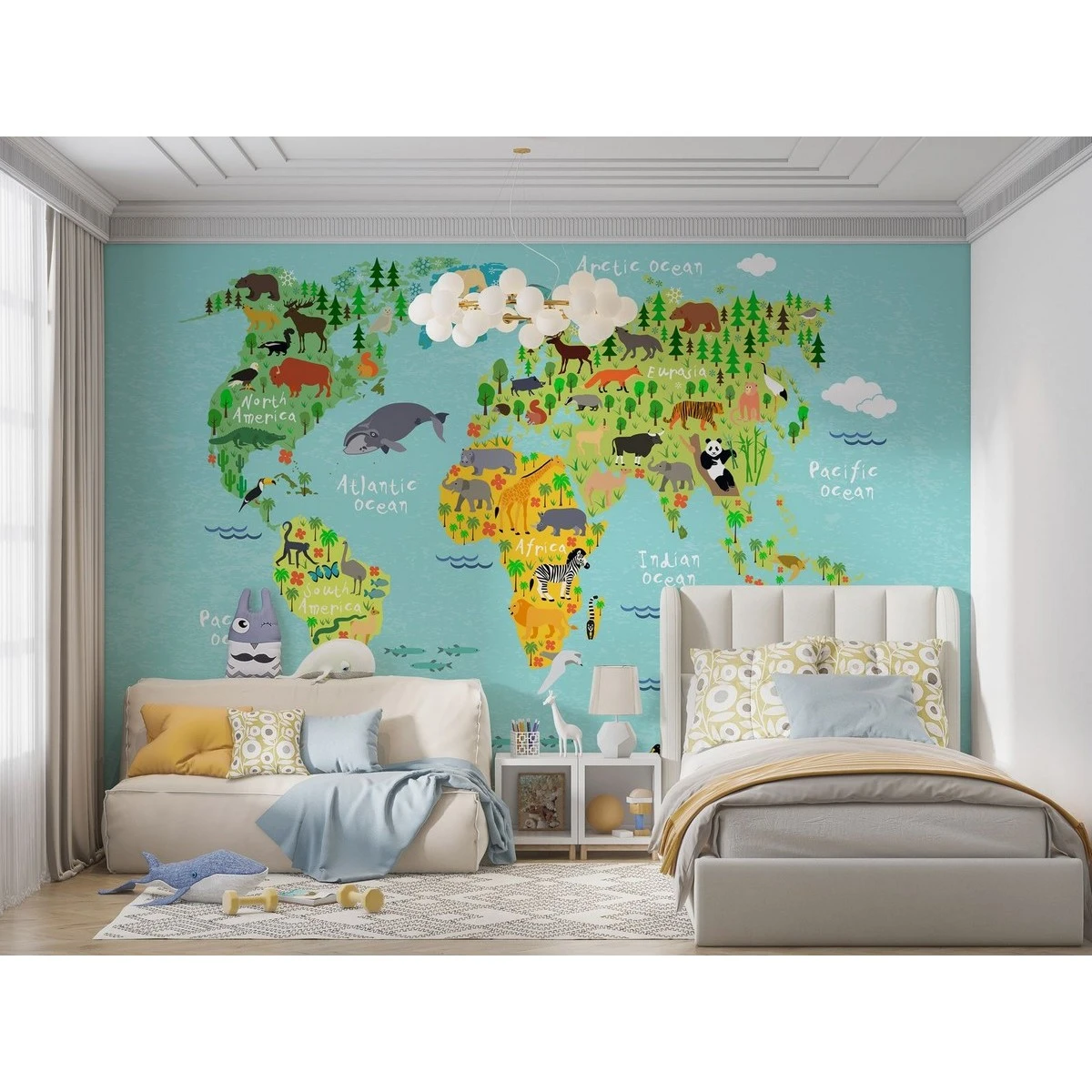 Бесшовное панно Citydecor Детская (карта мира) 16 на флизелиновой основе 300x270 см