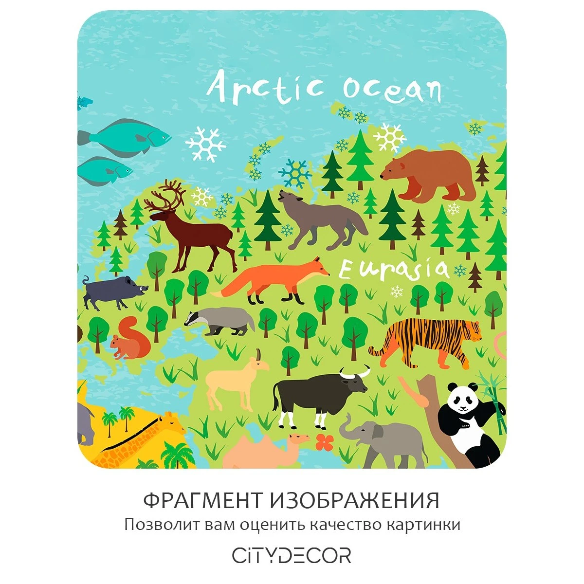 Бесшовное панно Citydecor Детская (карта мира) 16 на флизелиновой основе 300x270 см
