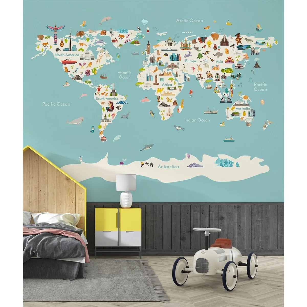 Фотообои рулонные Citydecor Детская (карта мира) 171 на флизелиновой основе 300x260 см