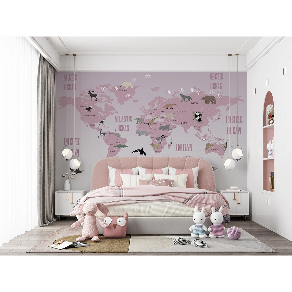 Бесшовное панно Citydecor Детская (карта мира) 18 на флизелиновой основе 300x270 см