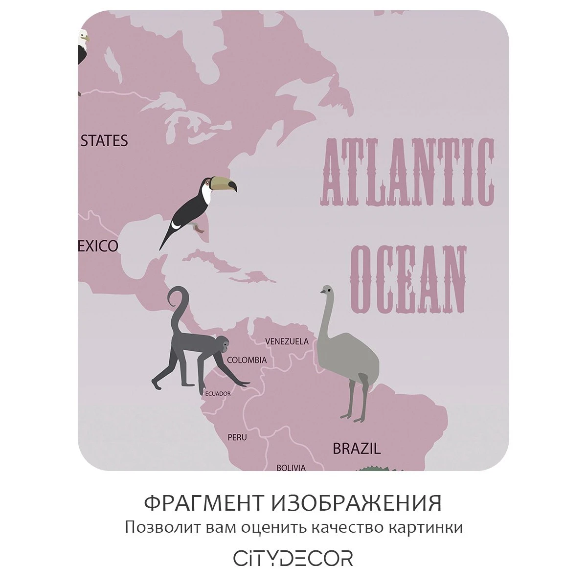 Бесшовное панно Citydecor Детская (карта мира) 18 на флизелиновой основе 300x270 см