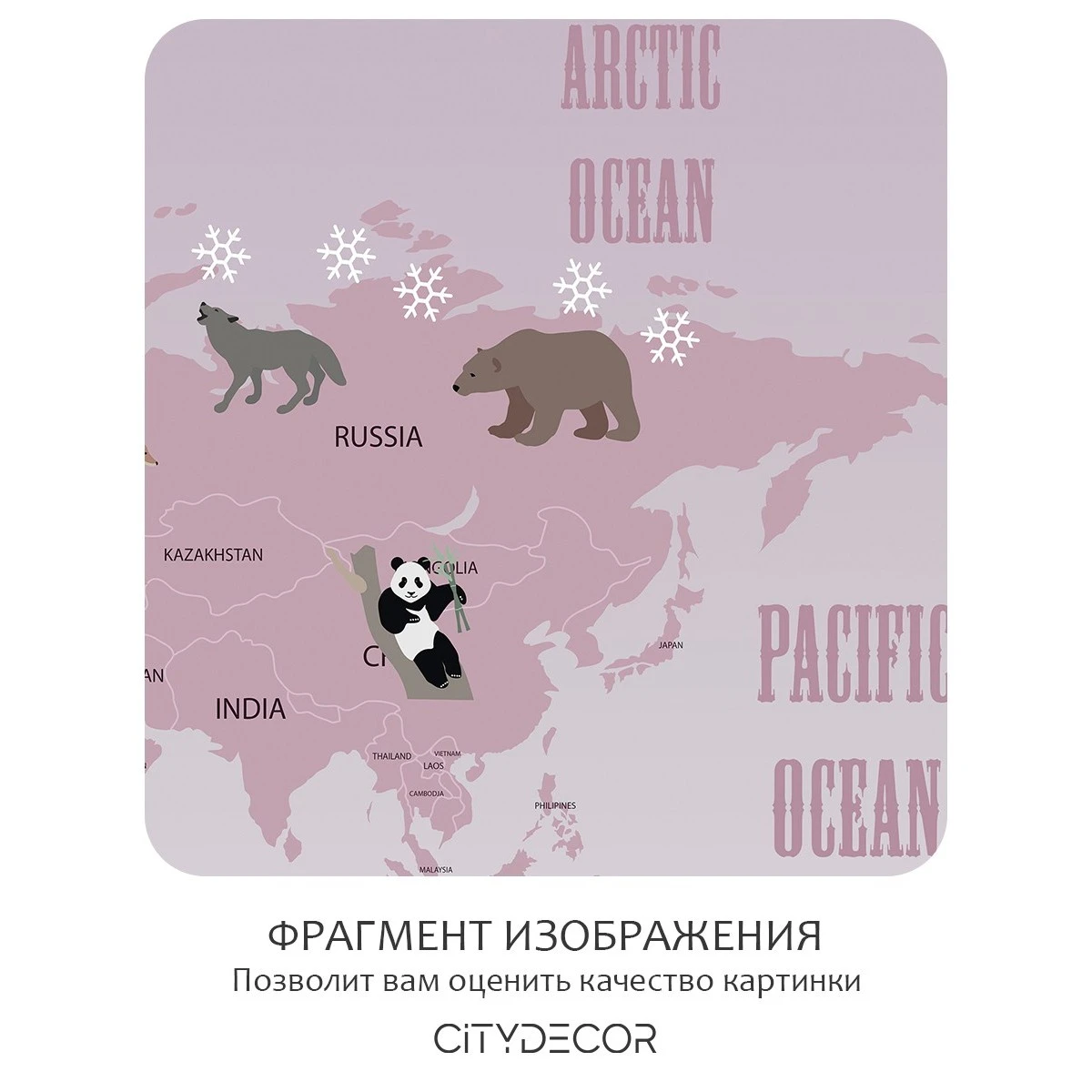 Бесшовное панно Citydecor Детская (карта мира) 18 на флизелиновой основе 300x270 см