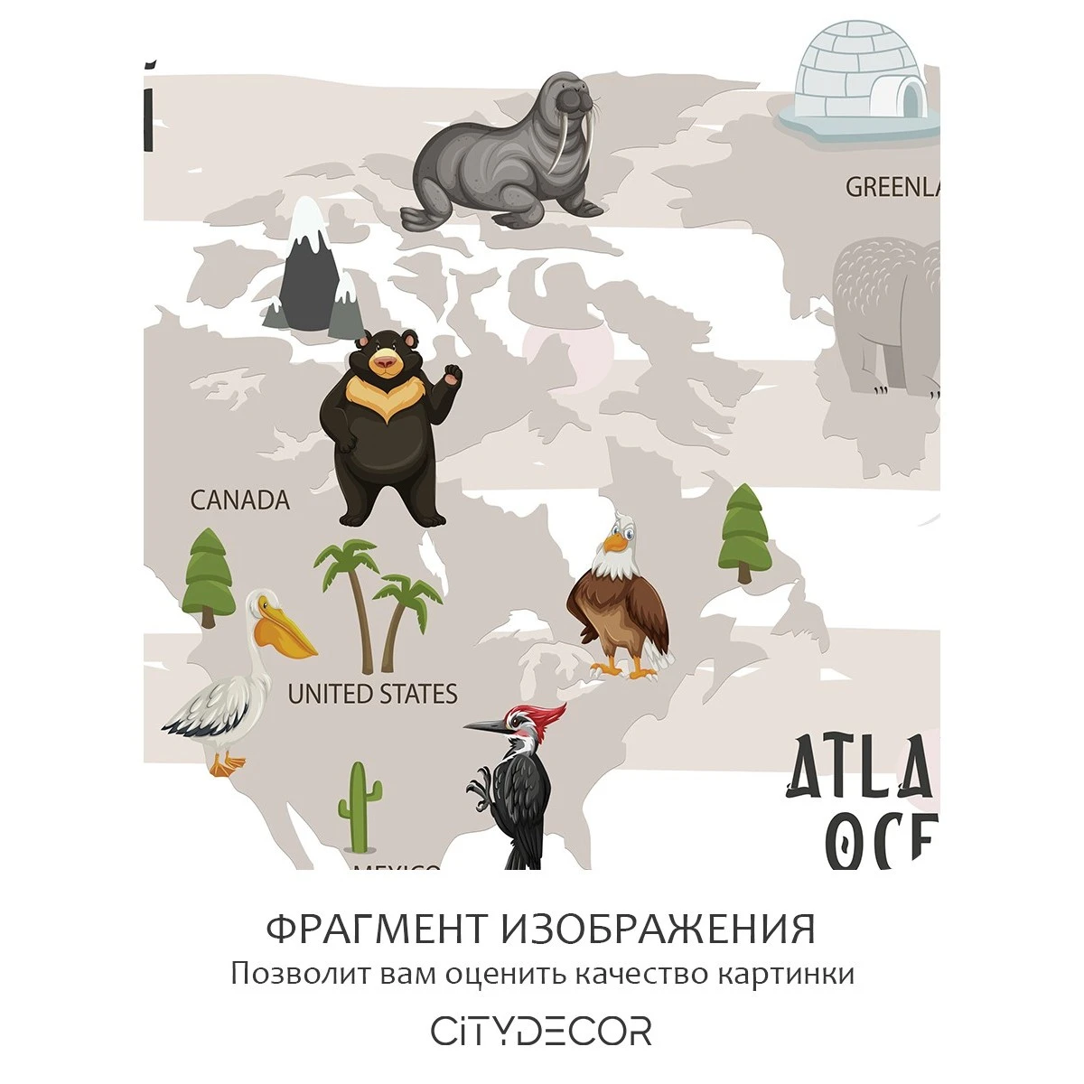 Бесшовное панно Citydecor Детская (карта мира) 21 на флизелиновой основе 300x270 см
