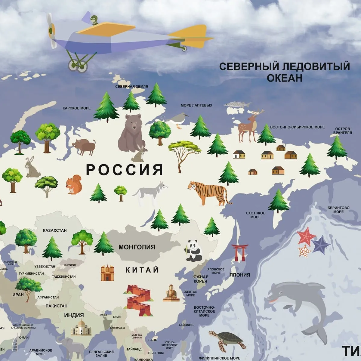 Фотообои рулонные Citydecor Детская (карта мира) 340 на флизелиновой основе 300x260 см