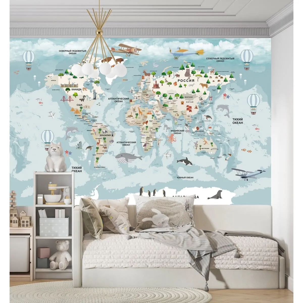 Фотообои рулонные Citydecor Детская (карта мира) 341 на флизелиновой основе 300x260 см