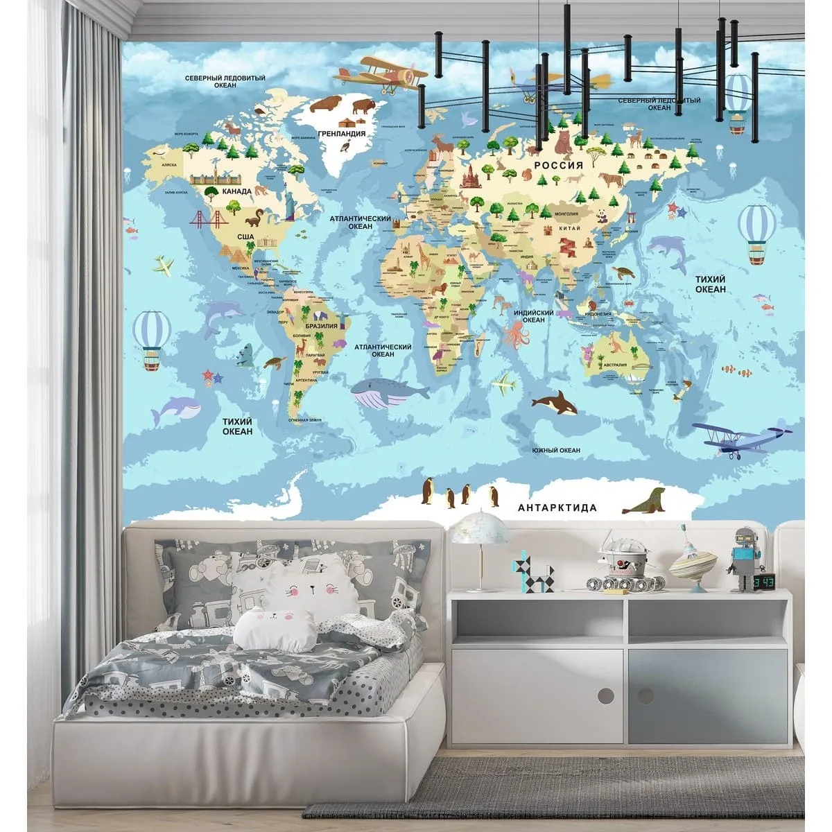 Бесшовное панно Citydecor Детская (карта мира) 342 на флизелиновой основе 300x270 см