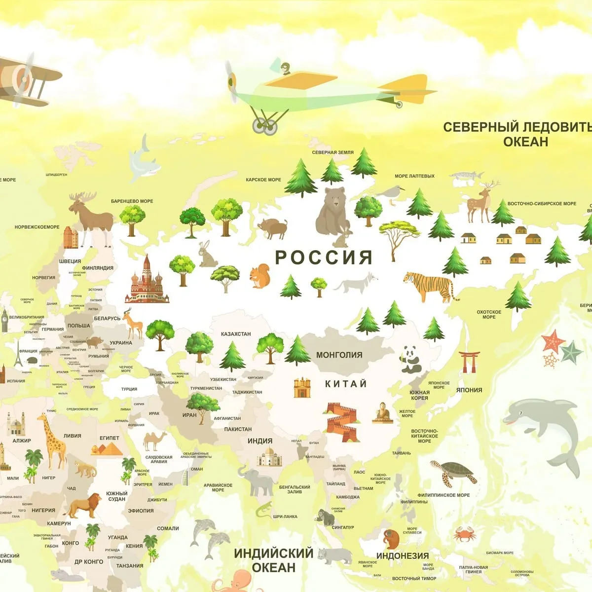 Бесшовное панно Citydecor Детская (карта мира) 345 на флизелиновой основе 300x270 см