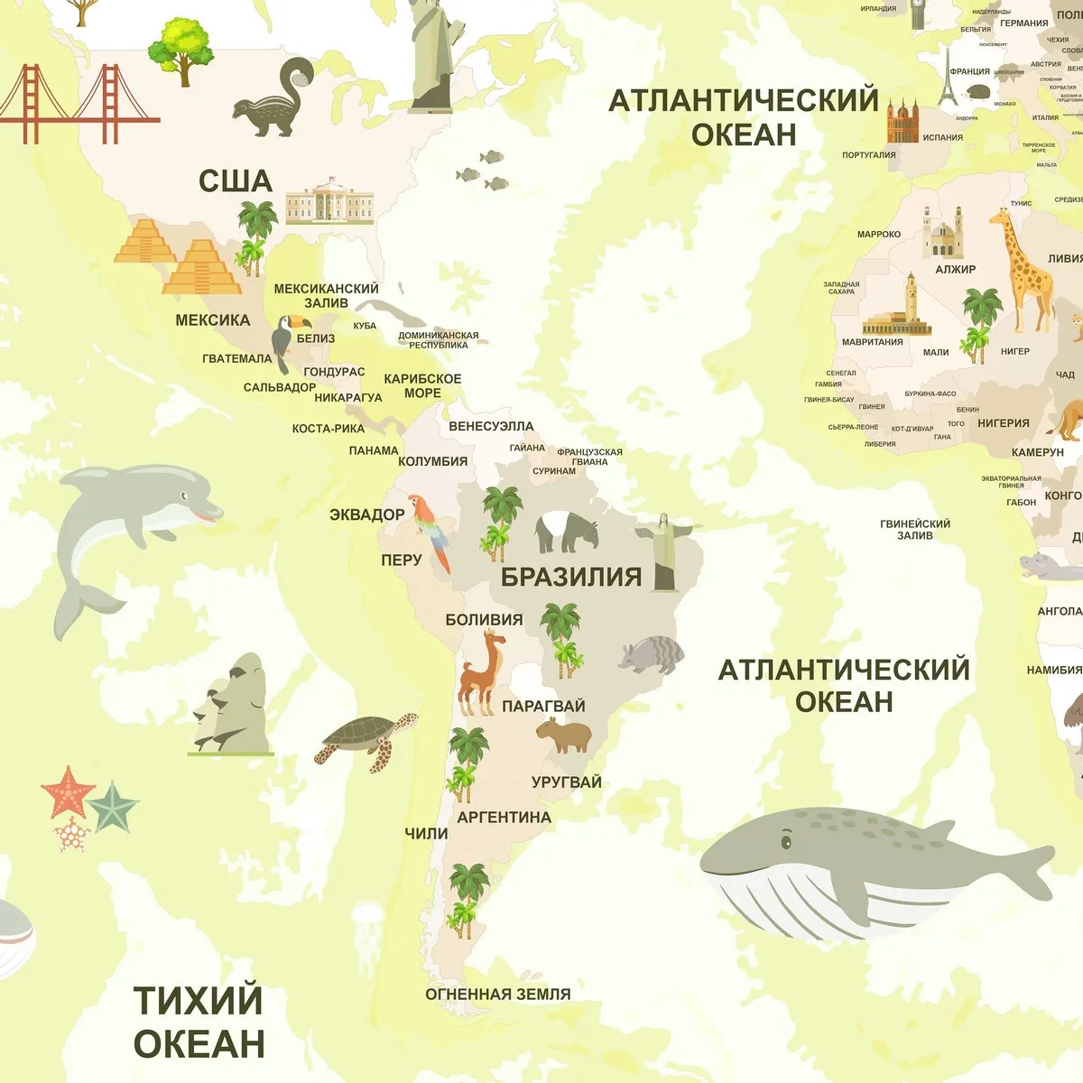 Бесшовное панно Citydecor Детская (карта мира) 345 на флизелиновой основе 300x270 см