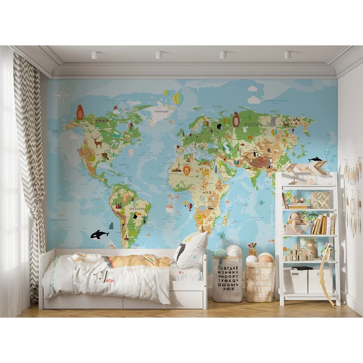 Бесшовное панно Citydecor Детская (карта мира) 63 на флизелиновой основе 300x270 см