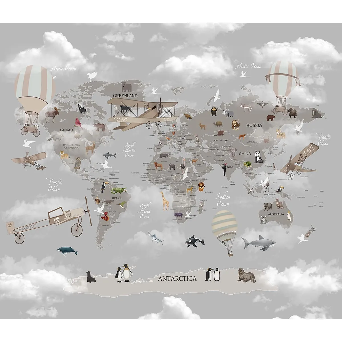 Фотообои рулонные Citydecor Карта мира на английском 1 на флизелиновой основе 300x260 см