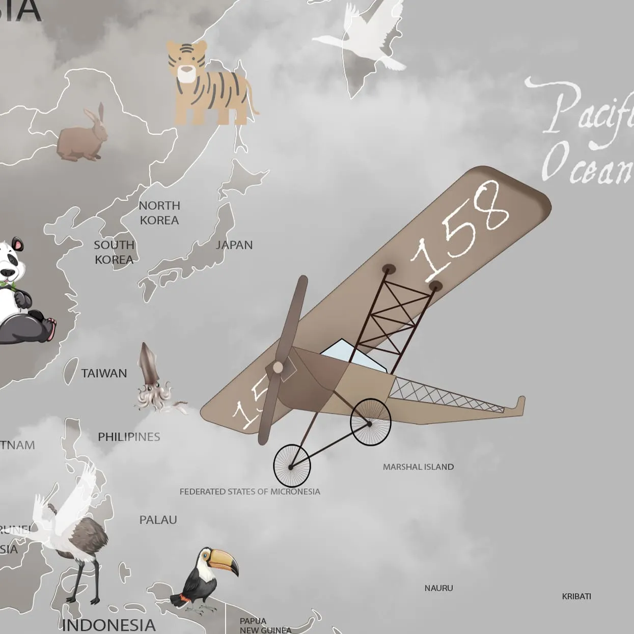 Фотообои рулонные Citydecor Карта мира на английском 1 на флизелиновой основе 300x260 см