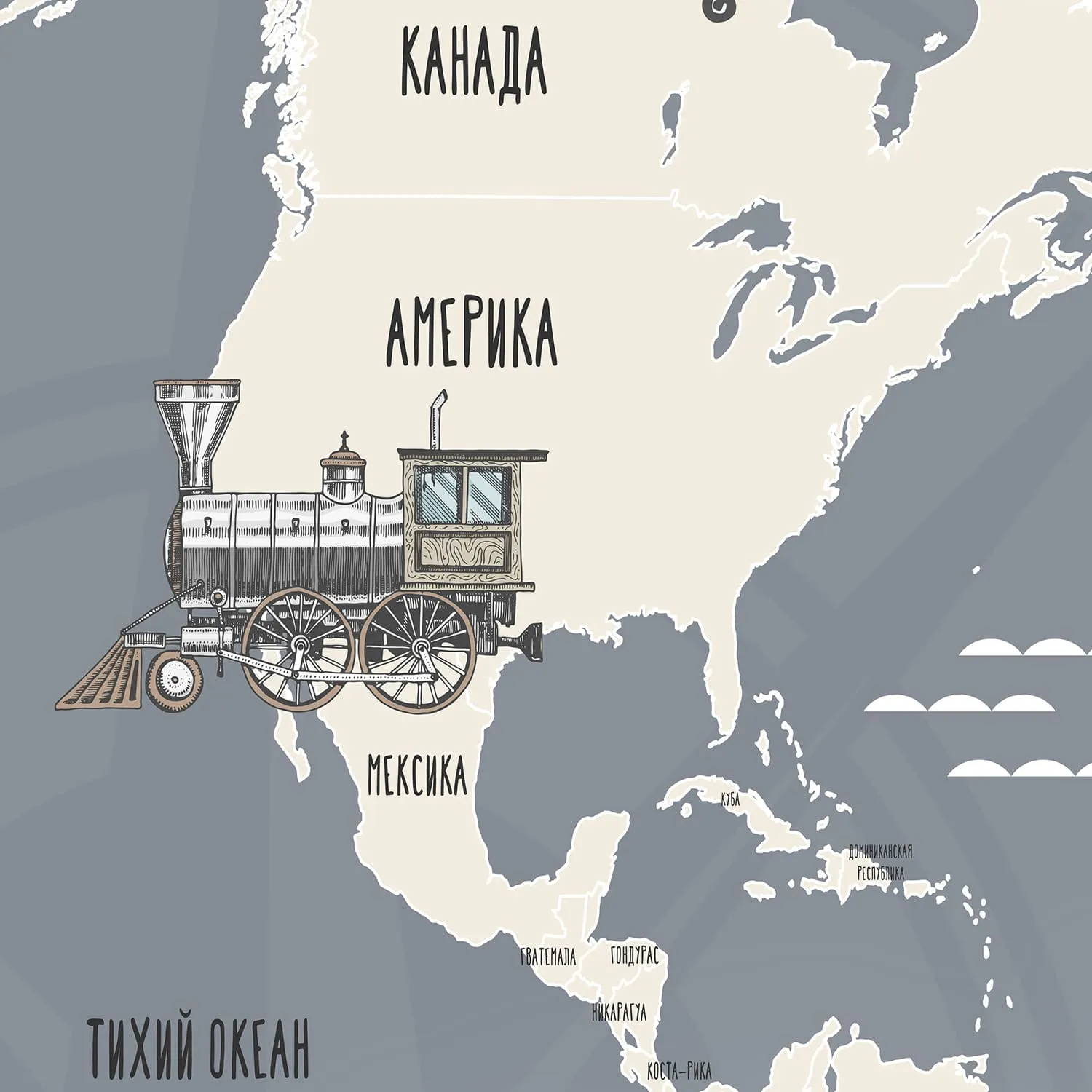 Фотообои рулонные Citydecor Карта мира на русском 9 на флизелиновой основе 300x260 см