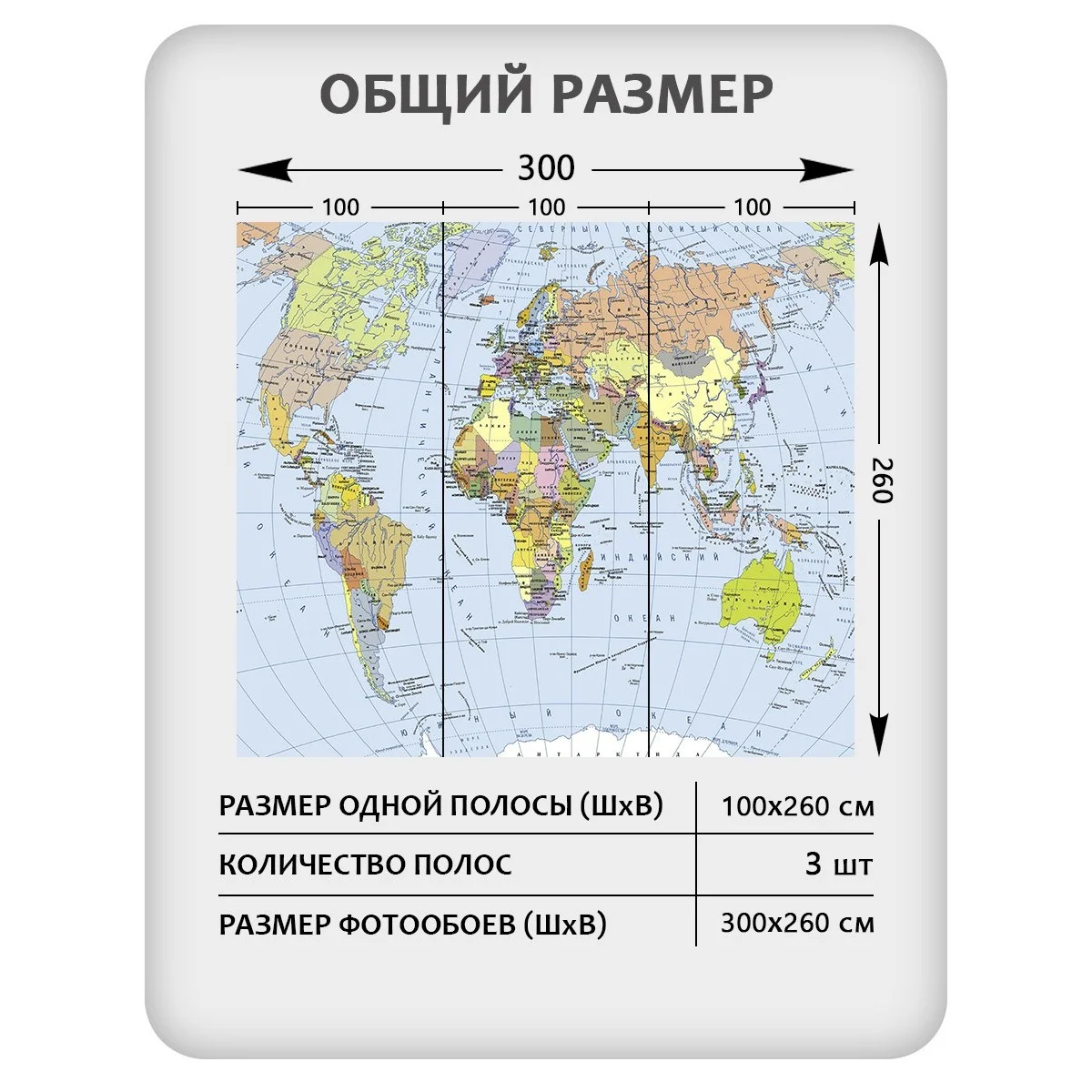Фотообои рулонные Citydecor Карта мира 14 на флизелиновой основе 300x260 см