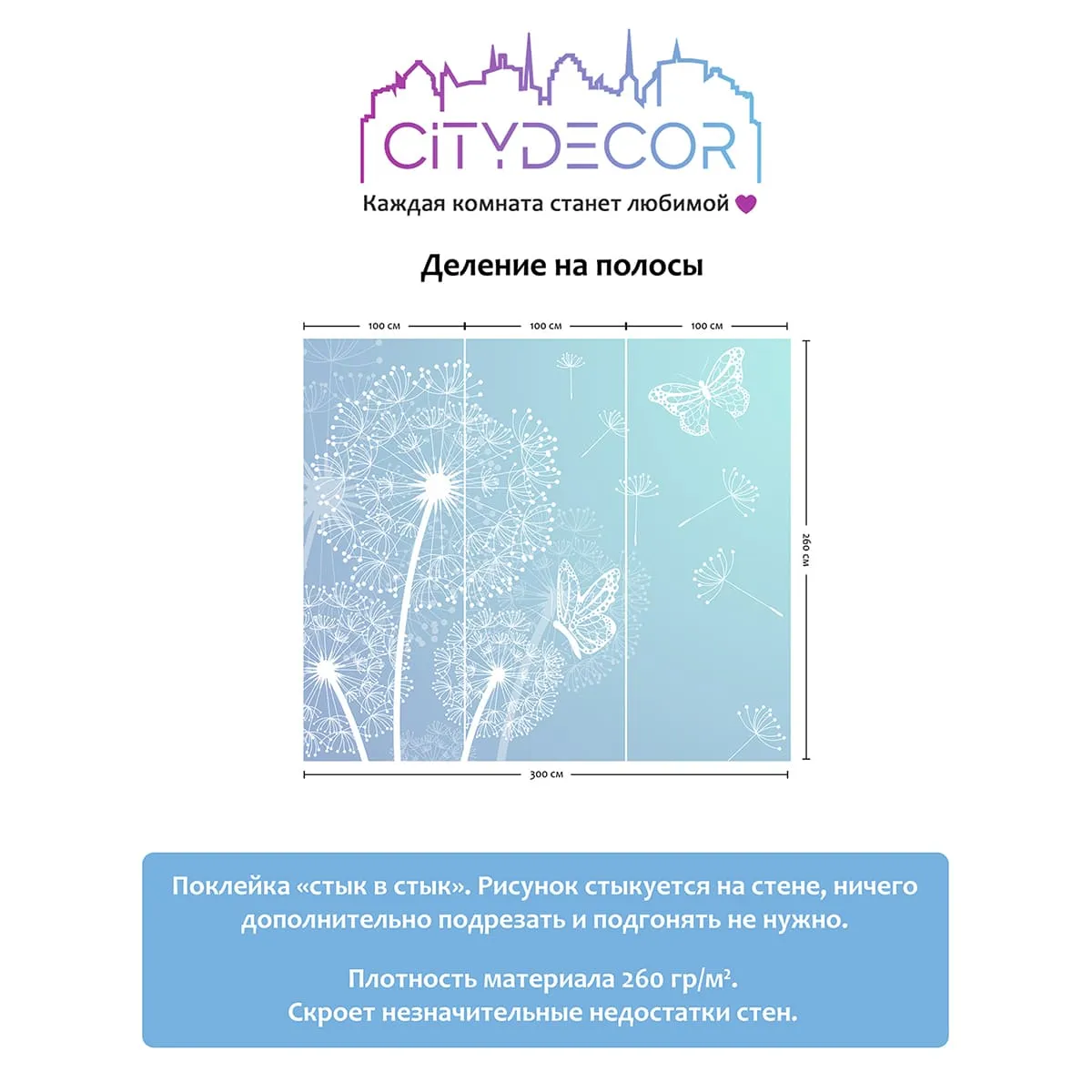 Фотообои рулонные Citydecor Невесомость 2 на флизелиновой основе 300x260 см