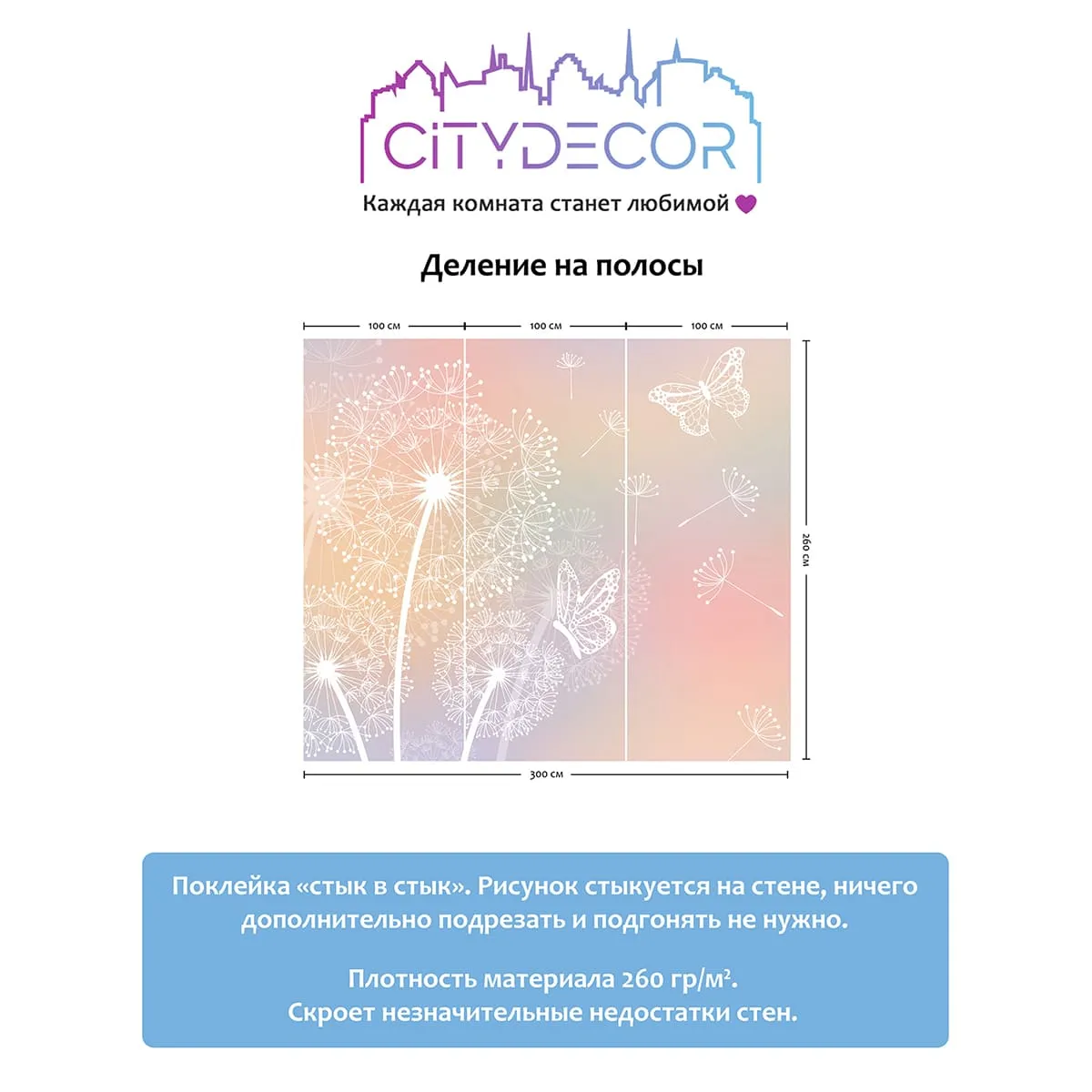 Фотообои рулонные Citydecor Невесомость 9 на флизелиновой основе 300x260 см