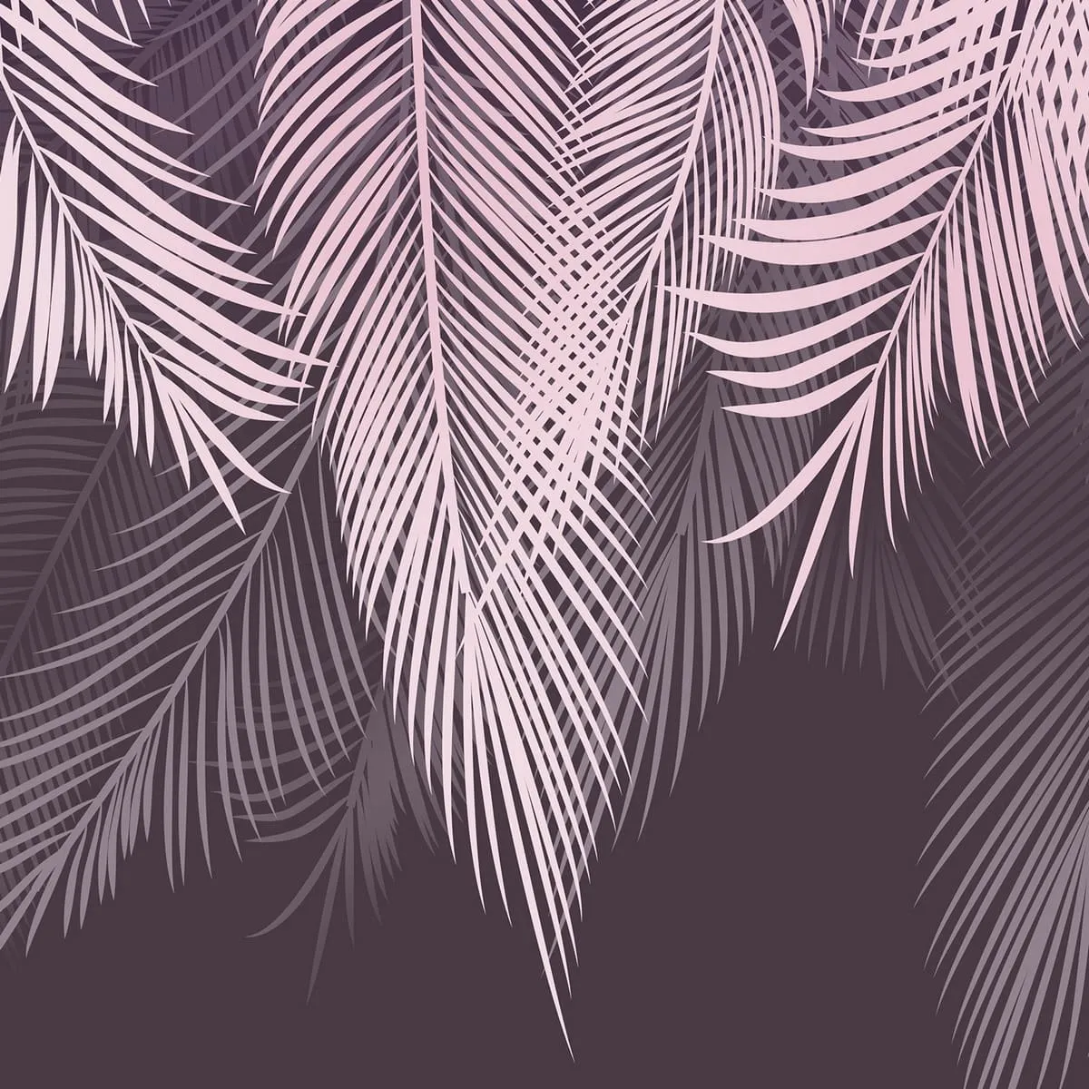 Фотообои рулонные Citydecor Пальмовые листья с оттенком (пудровый-пурпурный) на флизелиновой основе 300x260 см