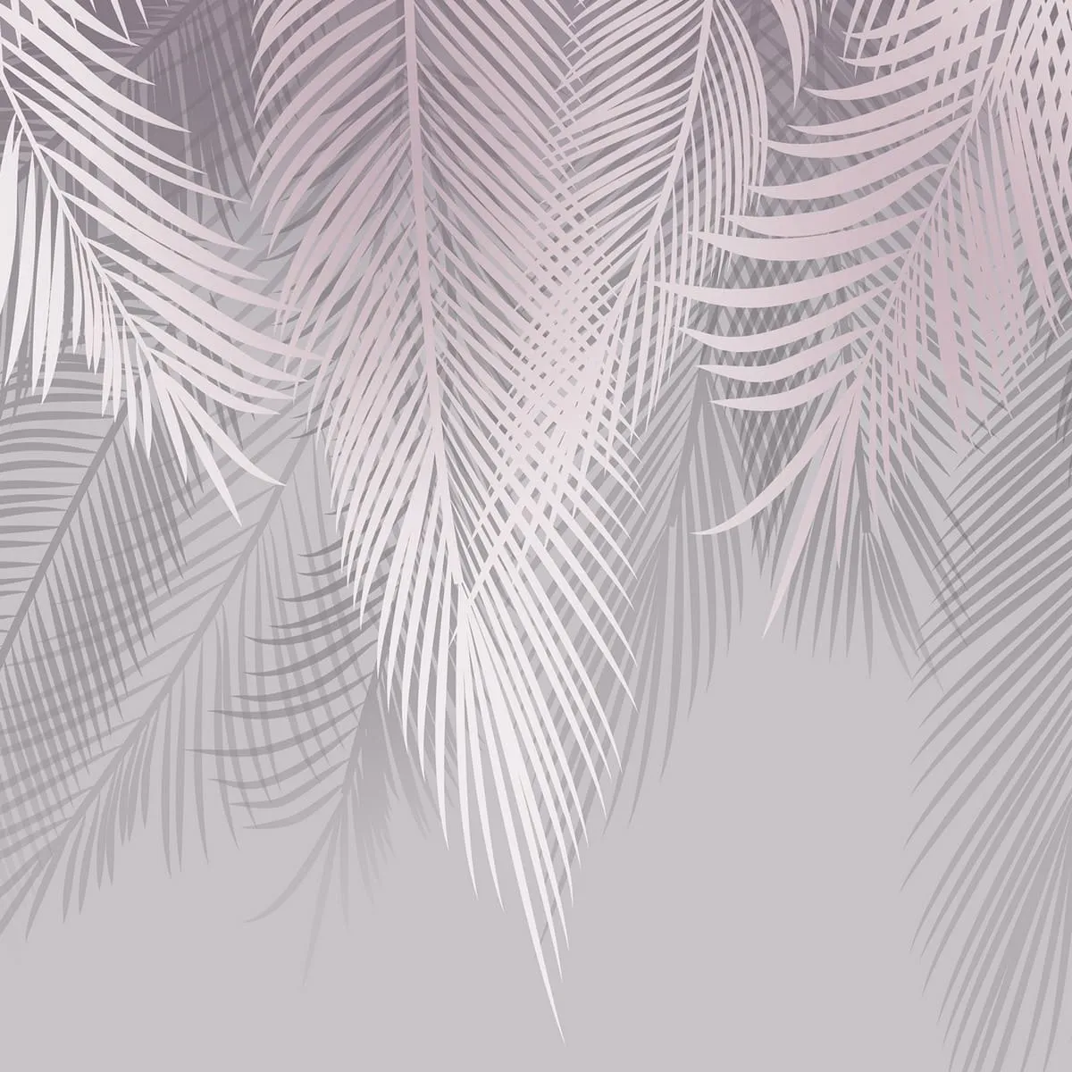 Фотообои рулонные Citydecor Пальмовые листья с оттенком (пудровый-серый) на флизелиновой основе 300x260 см