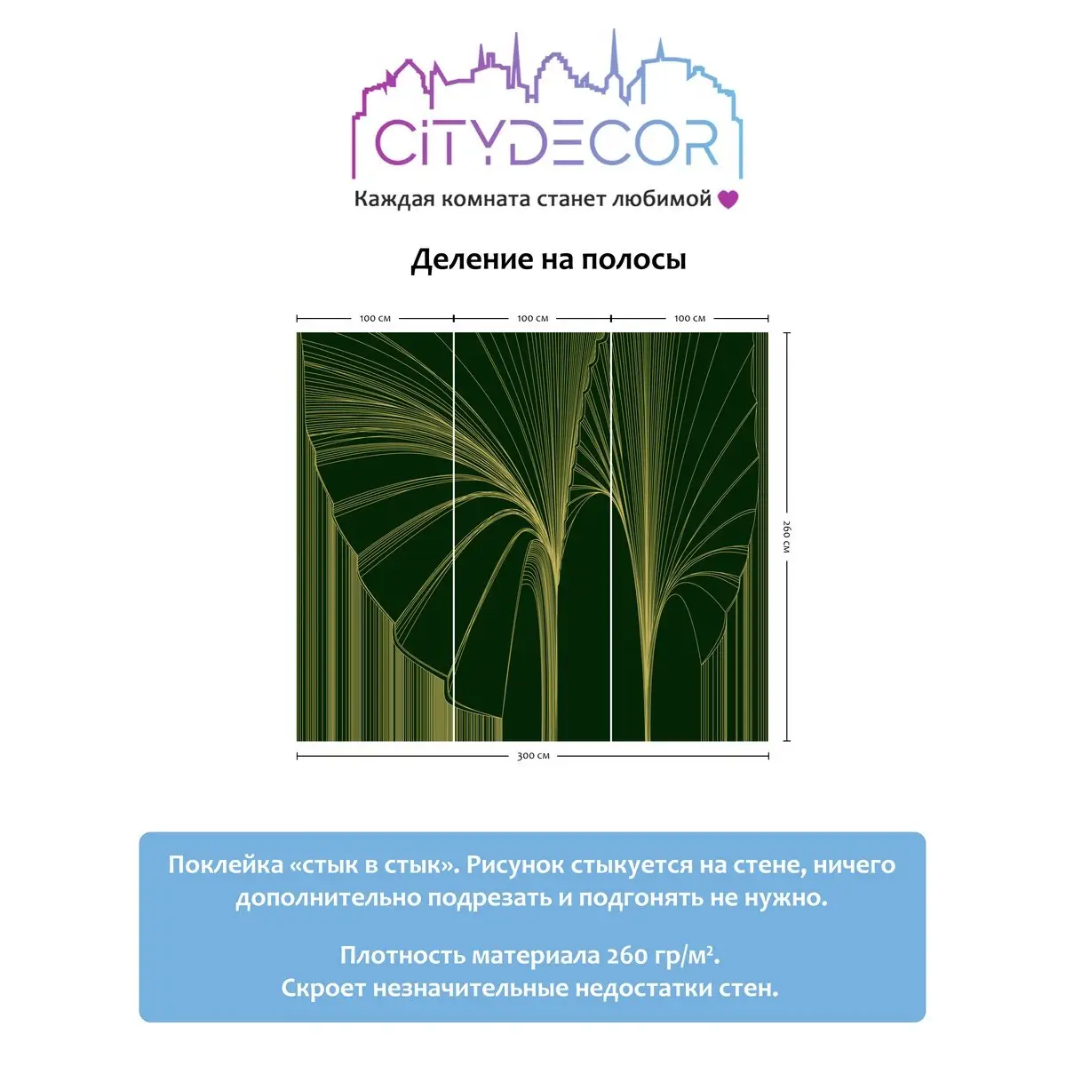 Фотообои рулонные Citydecor Perfect Lines 24 на флизелиновой основе 300x260 см